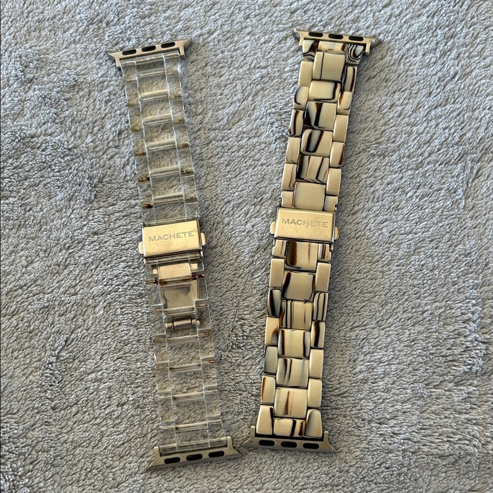 Set of 2 Machete clear/silver and cream/brown/silver Apple Watch Bands women’s
